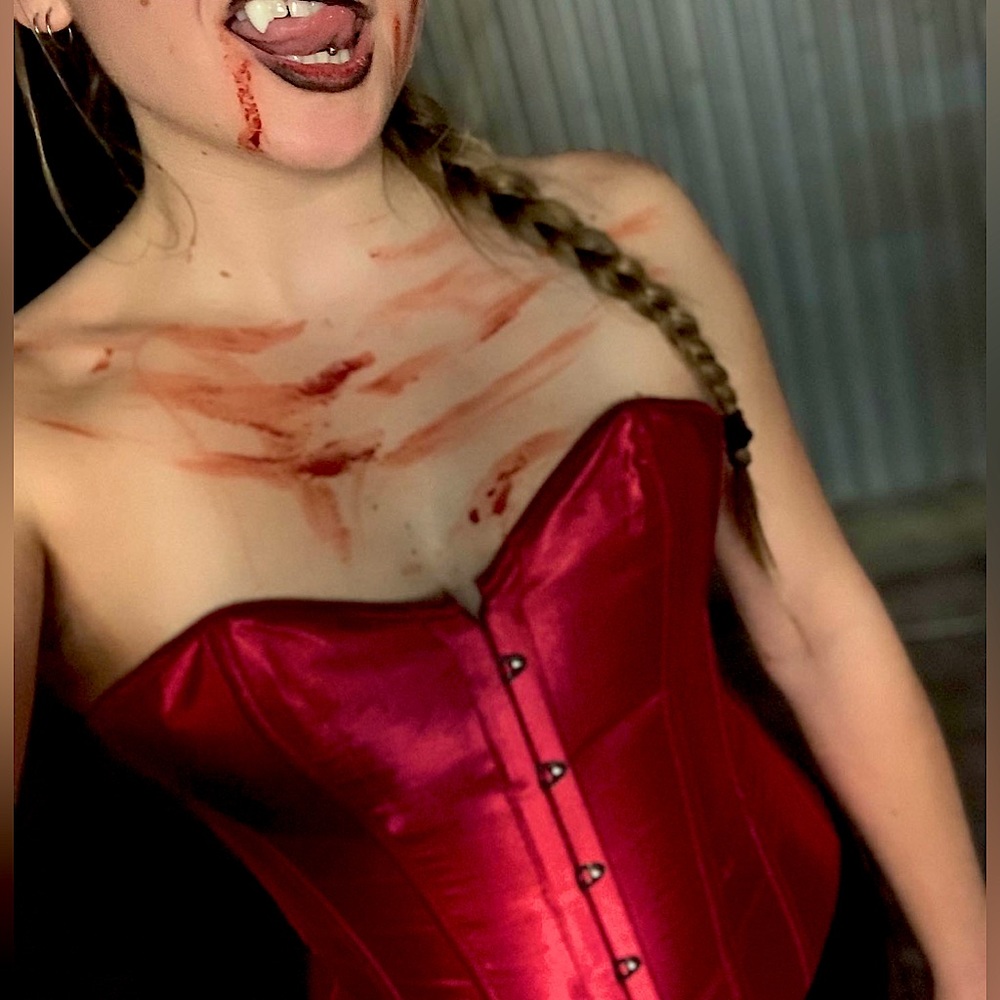 Red Strapless Front Buckle Corset NWOT